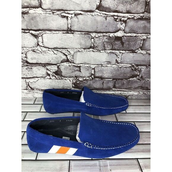 Aretina Shoes Blue Suede Leather Slip On Driving Loafers Men’s Sz 27.5 Mex/9M US - Picture 1 of 16